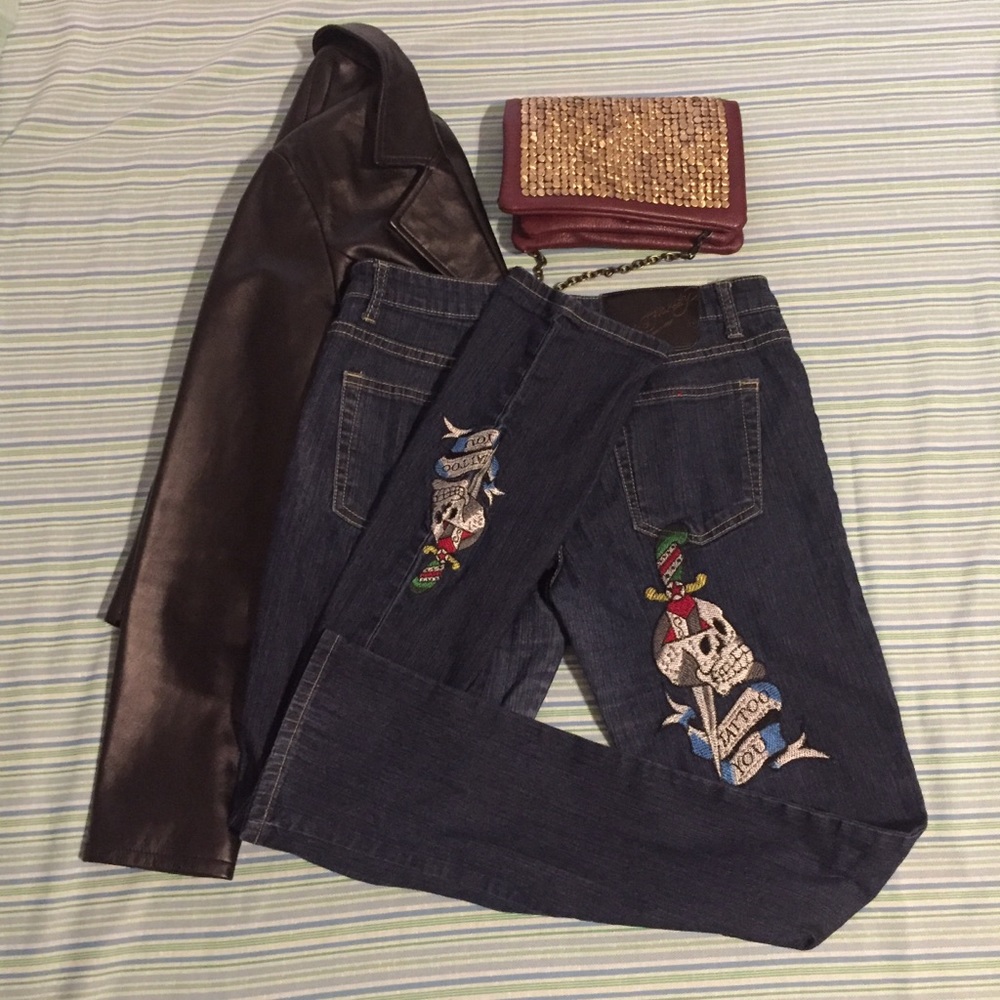 Excellent Used Ed Hardy Tattoo You Jeans Size 9/10
